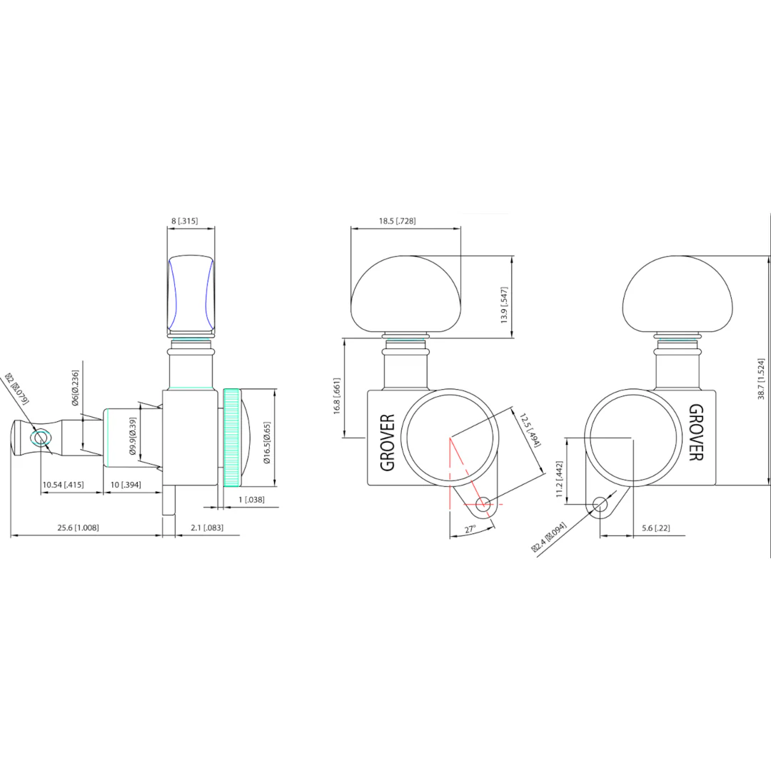 TK-7926 Grover® 505 Series 6-in-line Locking Tuners - Image 7